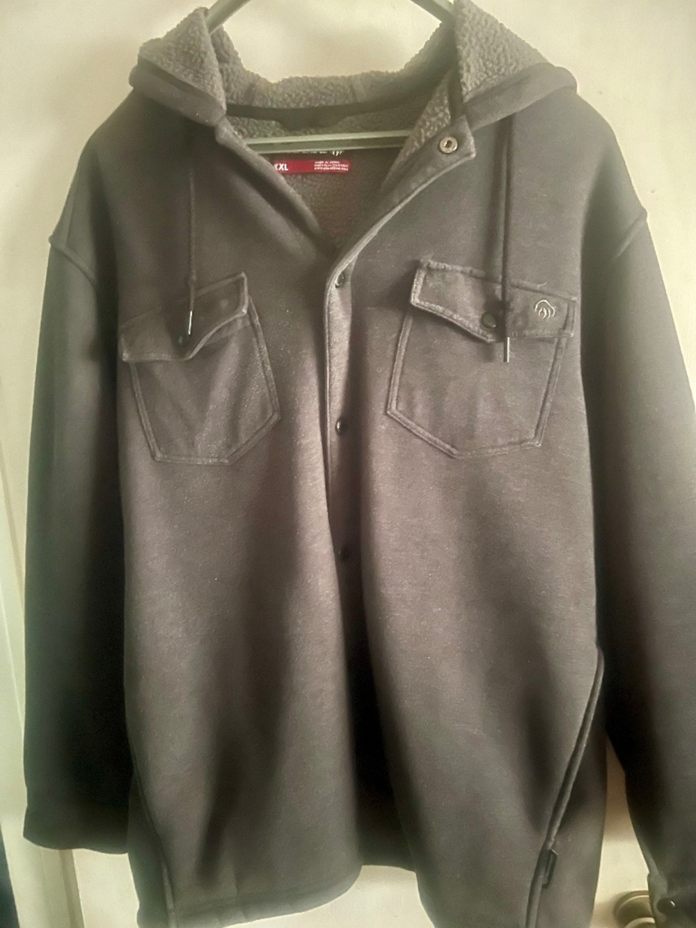 WOLVERINE Men's Sherpa Lined Snap Front Hoodie Jacket , Gray , Size XXL